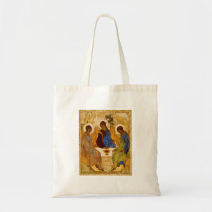 Bolsa Tote Trindade de Rublev na mesa