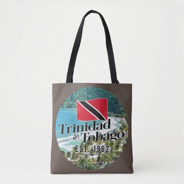 Bolsa Tote "Trinidad e Tobago Est. Praia de 1962" com Bandeir (Frente)