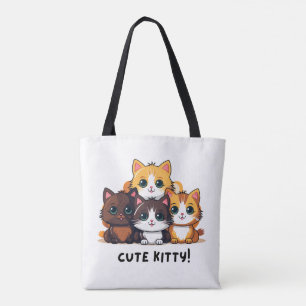 Bolsa Tote Trio 'Cute Kitty' Amante de Gatos Adoráveis