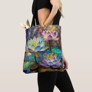 Bolsa Tote Trio de Flores de Lótus Brilhantes