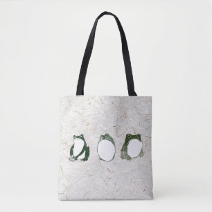 Bolsa Tote Trio de Sapos Engraçados Japoneses Sapos do Século