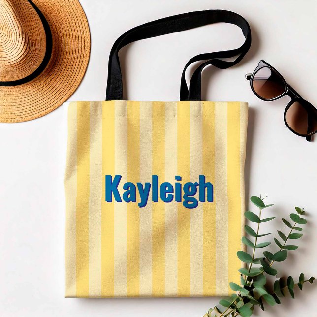 Bolsa Tote Trip Bridesmaid - Bachelorette Costeira Amarela (Yellow Striped Beach Tote)