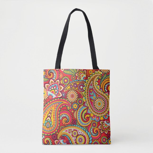 Bolsa Tote Trippy Hippy Retro Paisley (Frente)