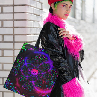 Bolsa Tote Trippy Purple Spiral Funky