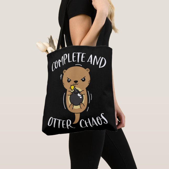 Bolsa Tote Trocadilho completo e externo Funny Cute Sea Otter (Close Up)
