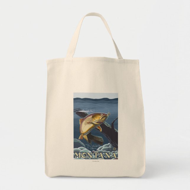 Bolsa Tote Troço de pesca de trutas - Montana (Frente)