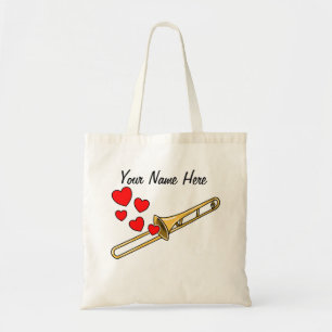 Bolsa Tote Trombone Hearts Trombonistas Musical do Brass