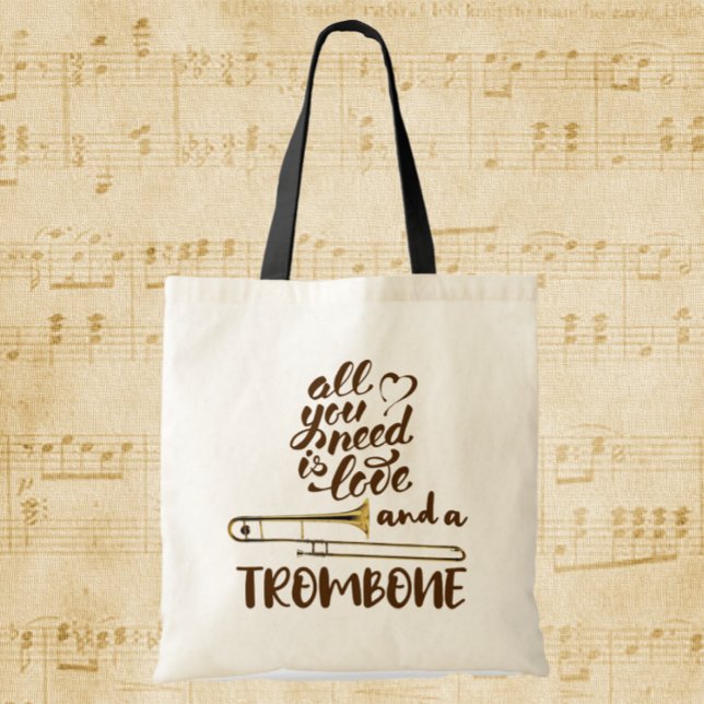 Bolsa Tote Trombone Tudo que você precisa é amor (Criador carregado)
