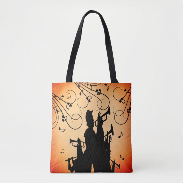 Bolsa Tote Trompet Section Jazz Music Orange Rust (Frente)