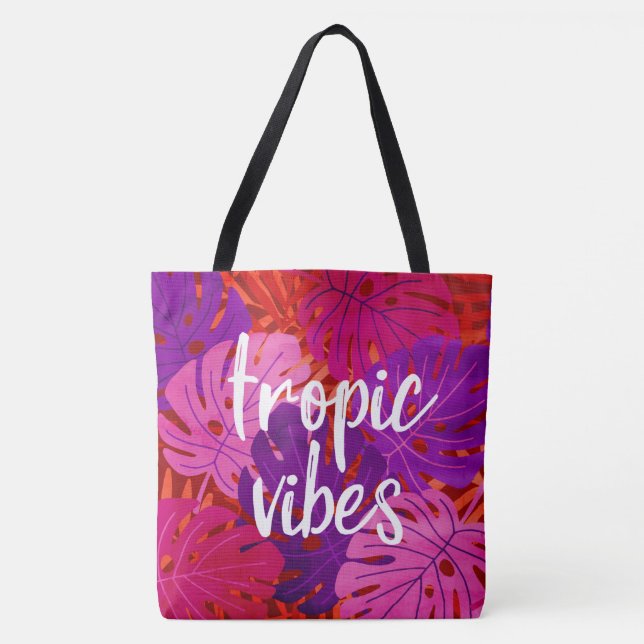 Bolsa Tote Tropic Vibes Hawaiian Monstera Leaf Tropical Warm (Frente)