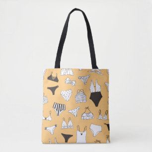 Bolsa Tote Tropical Bikini: Padrão de Verão Desenhado à Mão