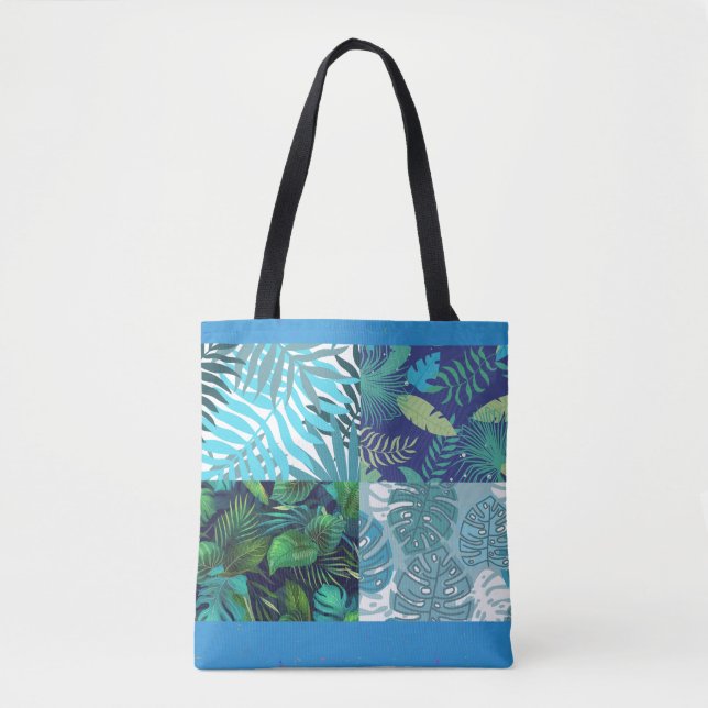 Bolsa Tote Tropical Blue Hawaii Crazy Quilt (Frente)