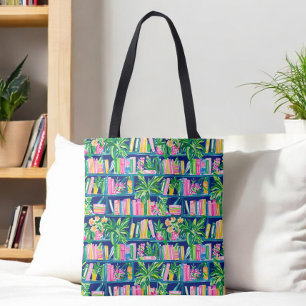 Bolsa Tote Tropical de Bookcase do Marinho de pré-disquete