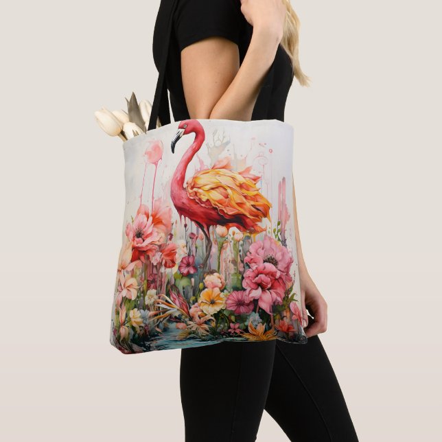 Bolsa Tote Tropical Flamingo Fantasy Paradise Bloom (Close Up)