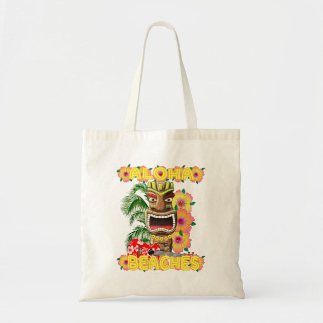 Bolsa Tote Tropical Funny Aloha Beaches Hawaiian Tiki (Frente)