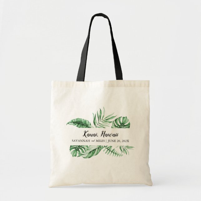 Bolsa Tote Tropical Greenery Palm Destination Welcome Bag (Frente)