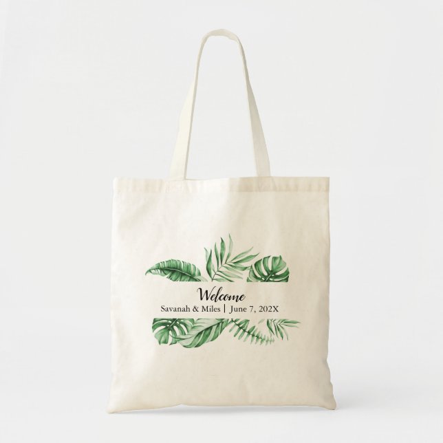 Bolsa Tote Tropical Greenery Palm Welcome Bag (Frente)
