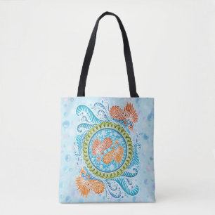 Bolsa Tote Tropical Koi Mandala Arte Zen do Oceano Vibrante