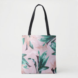 Bolsa Tote Tropical Moderno Rosa Verde Floral