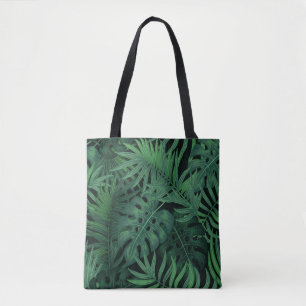 Bolsa Tote Tropical Night Green: Padrão Vegetal Exótico