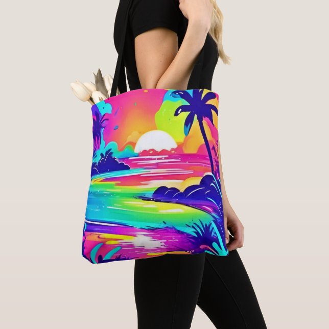 Bolsa Tote Tropical Rainbow Beach Dream (Close Up)