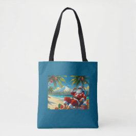 Bolsa Tote Tropical Santa Beach Christmas 