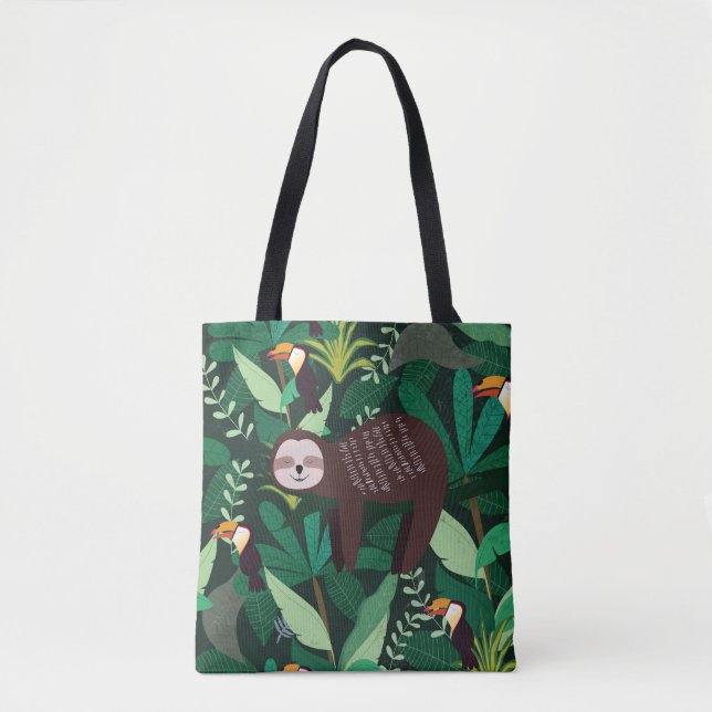 Bolsa Tote Tropical Sloth: Cartoon sem Perigo (Frente)