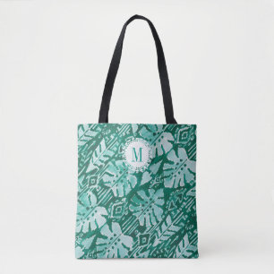 Bolsa Tote Tropical verde havaiano da SELVA IKAT do monograma
