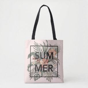 Bolsa Tote Tropical Vintage Hibisco e Verdura Verão