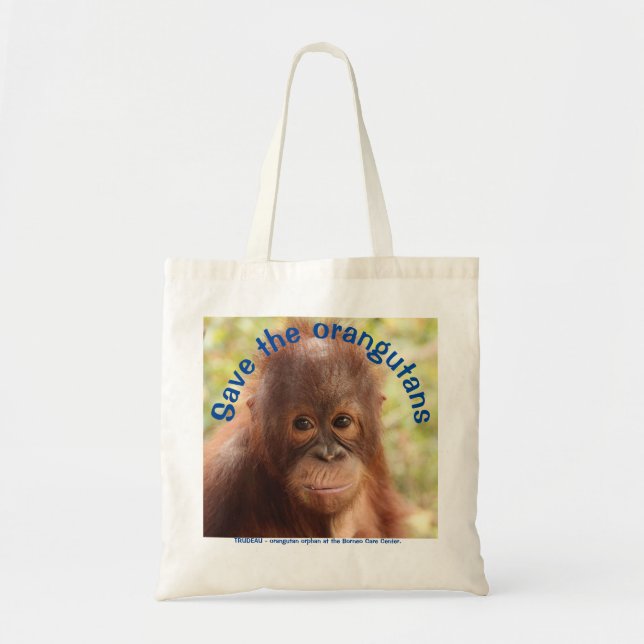 Bolsa Tote Trudeau Orangutan Baby Orphan Borneo Wildlife (Frente)