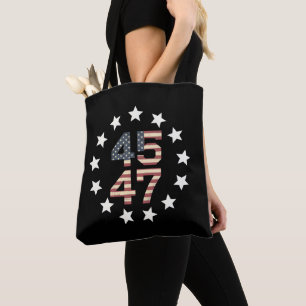 Bolsa Tote Trump 45 47 Estrelas Bandeira Americana Vintage EU