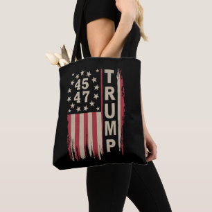 Bolsa Tote Trump 45 47 Vintage Retro America Flag