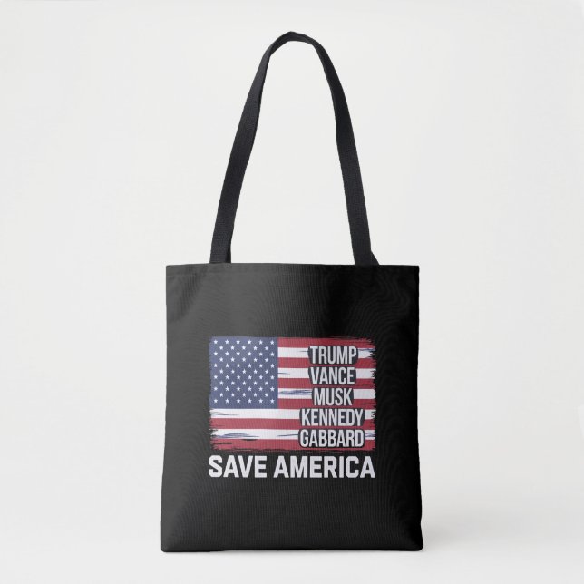 Bolsa Tote Trump Vance Musk Kennedy Gabbard 2024 Save America (Frente)