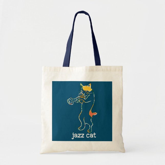 Bolsa Tote Trumpet Cat Jazz Cat Trumpeter Cat Trumpet (Frente)