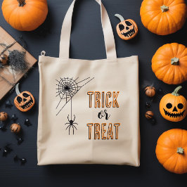 Bolsa Tote Truque de Aranha Halloween ou Saco de Tratamento
