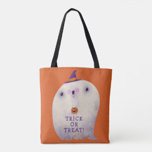 Bolsa Tote Truque de Decoração Halloween ou Tratar Fantasma B