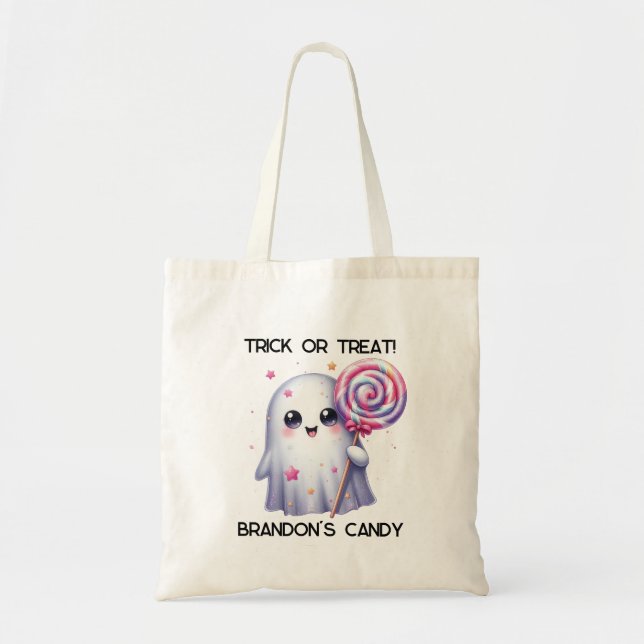 Bolsa Tote Truque de Fantasmas Personalizável ou Tratar Hallo (Frente)