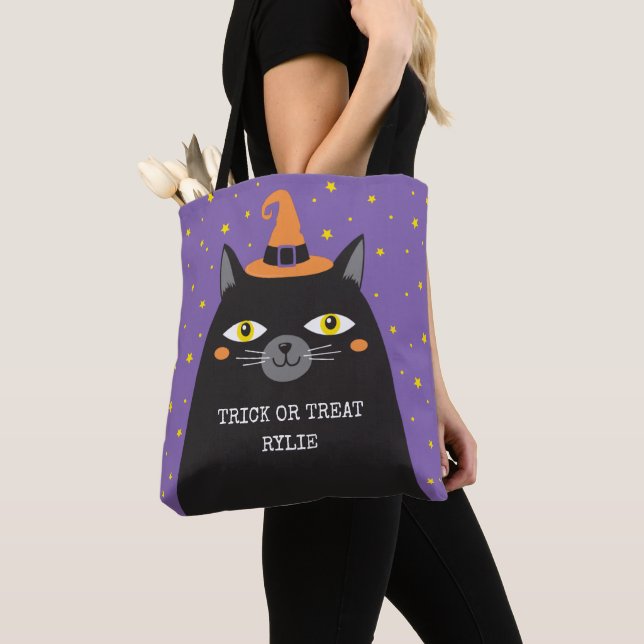 Bolsa Tote Truque de Gato de Halloween ou saco de toalhas de  (Close Up)