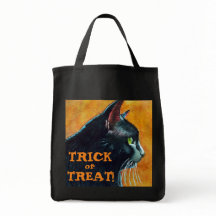 Truque de Gato Negro Halloween ou Saco de Tratamen