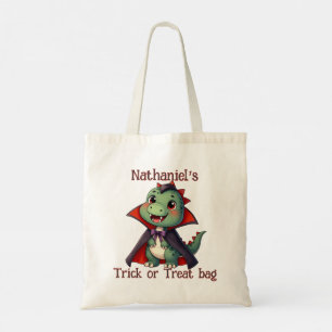 Bolsa Tote Truque de Halloween do Dinossauro ou Saco de Tote