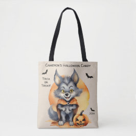 Bolsa Tote Truque de Halloween do lobisomem ou doce