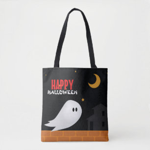 Bolsa Tote Truque de Halloween ou fantasma de desenho animado