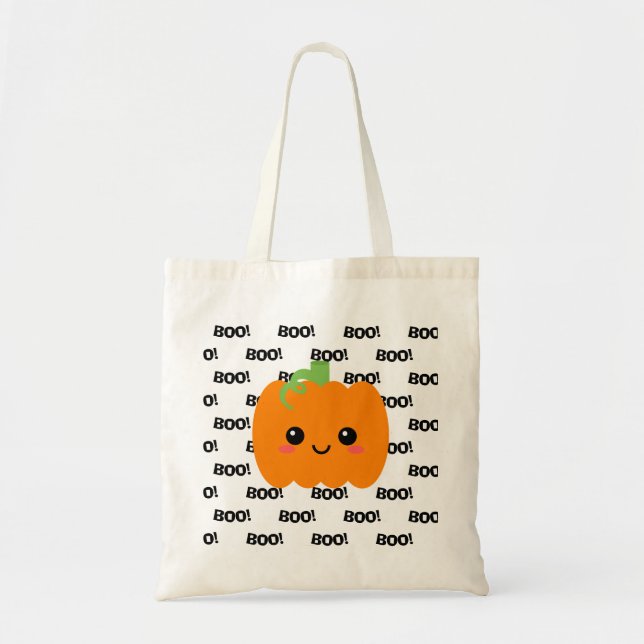 Bolsa Tote Truque de Halloween ou Saco de Tratamento, Abóbora (Frente)