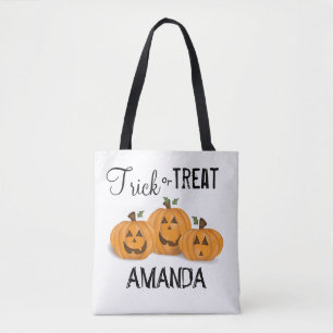 Bolsa Tote Truque De Halloween Ou Tratar Abóboras Engraçados