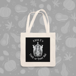 Bolsa Tote Truque De Halloween Ou Tratar Esqueleto Assustador