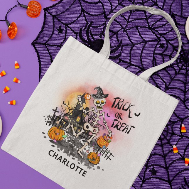 Bolsa Tote Truque De Halloween Ou Tratar O Nome Do Doces De E (Criador carregado)