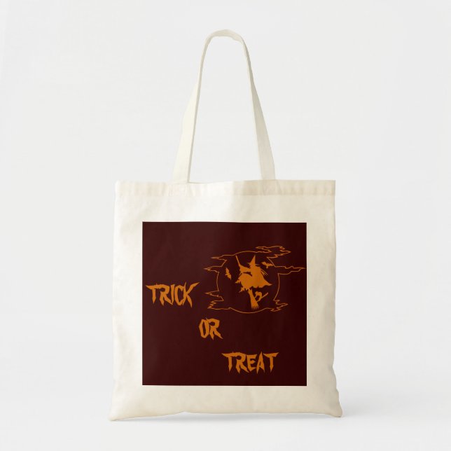 Bolsa Tote Truque de Halloween ou Trate a Bag de Bruxas (Frente)