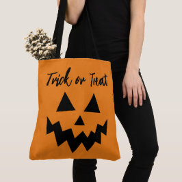 Bolsa Tote Truque de Halloween ou Trate a face laranja de abó
