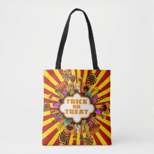 Bolsa Tote Truque de Halloween ou Trate doces e doces. Outono