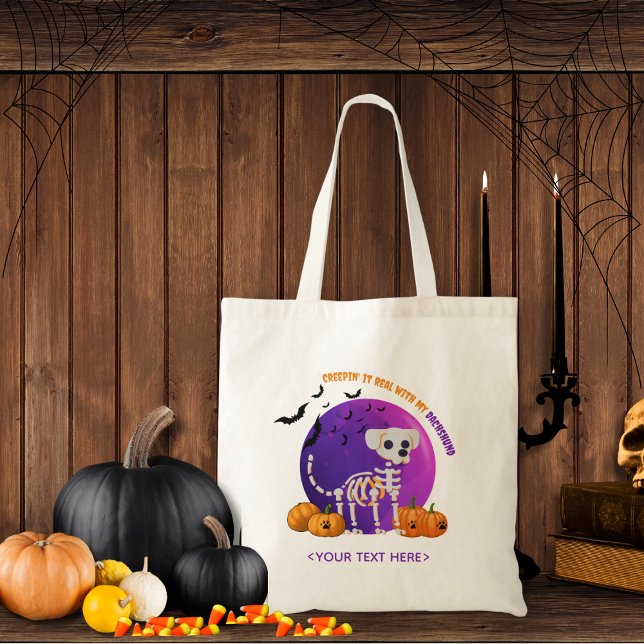 Bolsa Tote Truque de Halloween ou Trate Saco de Doçura de Cân (Trick or Treat OR show up to the Halloween party in style. Represent your favorite dog breed!!)